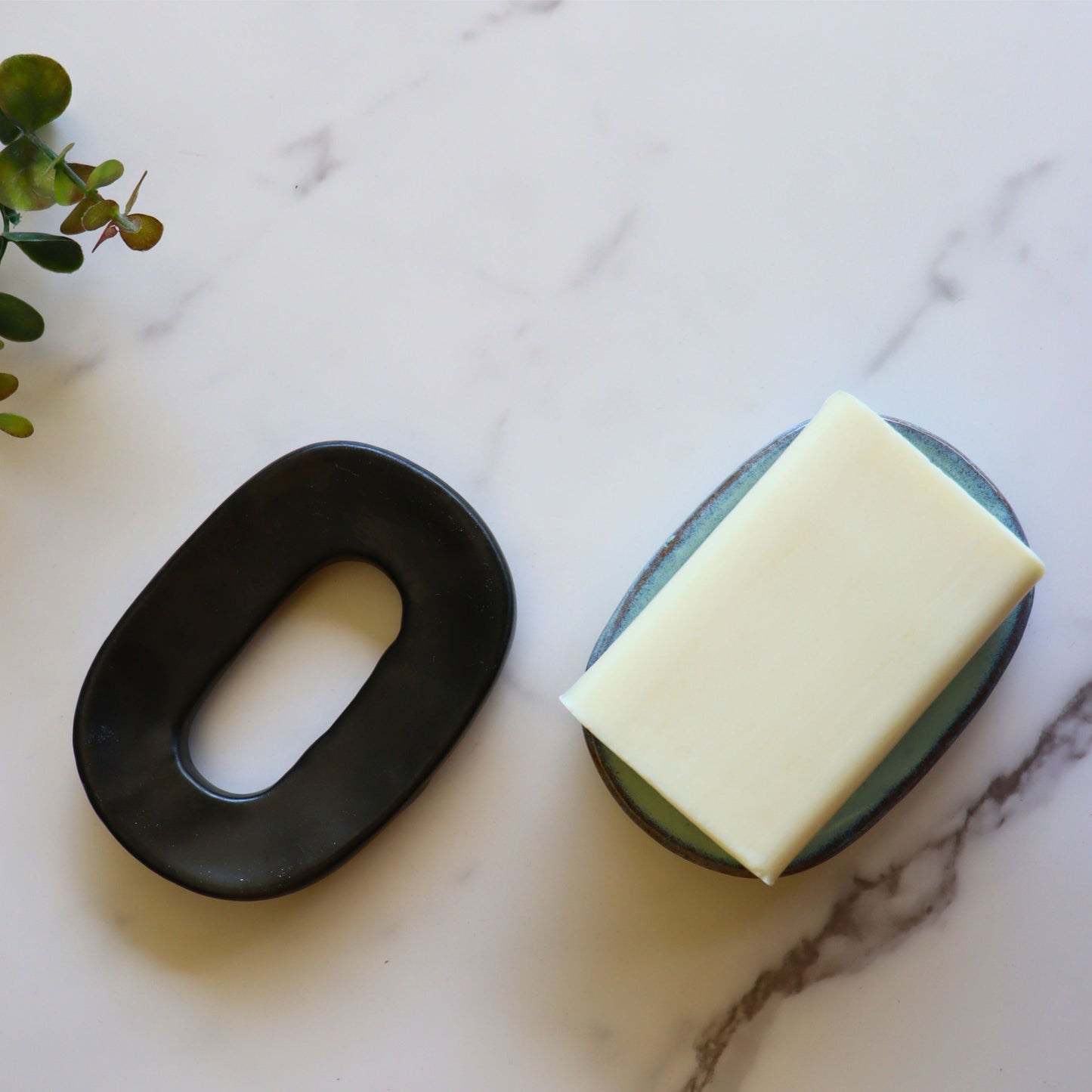 Black Ceramic Soap Dish - Handmade - Aksa Home Decor