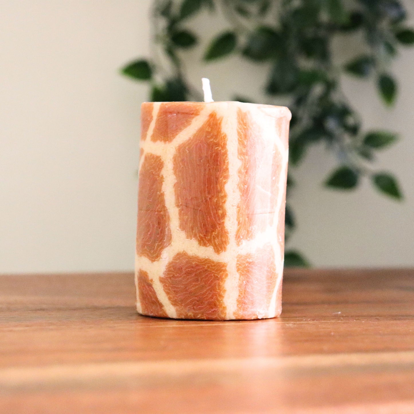 Animal Print Pillar Candles - Set of 3, Safari Jungle 7 cm, Fair Trade, Ethical - Aksa Home Decor
