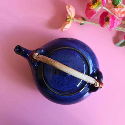 Artisan Blue Ceramic Teapot, 1L | Ethically Handmade & Fair Trade - Aksa Home Decor