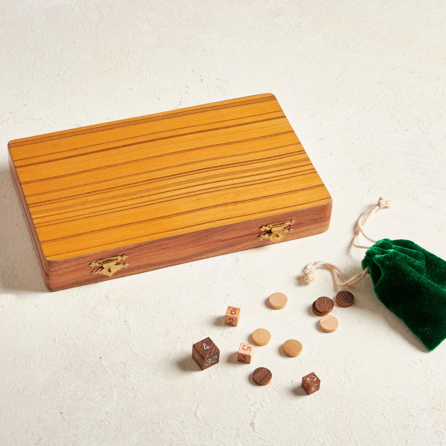 Backgammon Board Game Travel Wooden Set, Portable Handcrafted Strategy Game - Aksa Home Decor