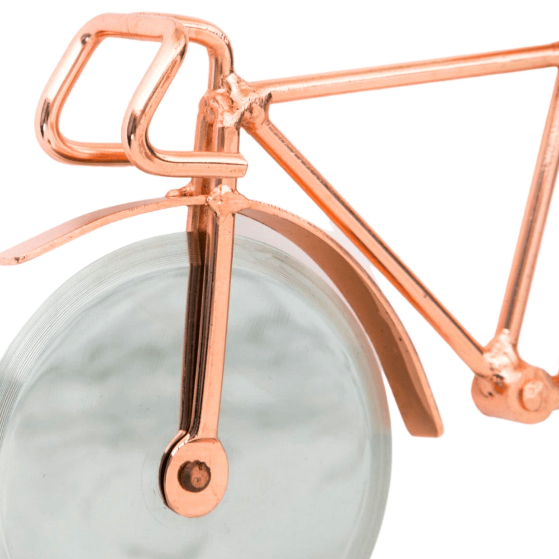Bicycle Pizza Cutter, Stainless Steel Rose Gold, Handmade Novelty Kitchenware - Aksa Home Decor