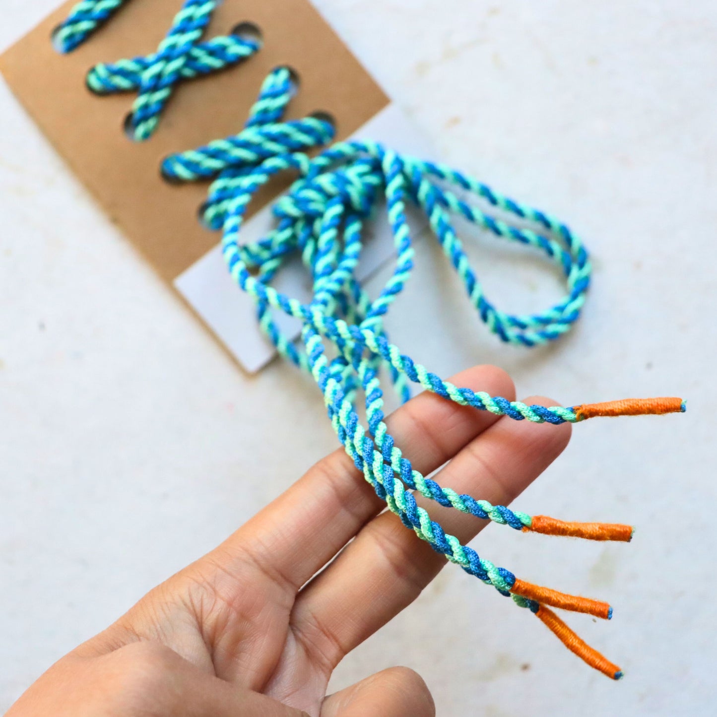 Fashion Shoelaces Blue with Orange Aglet, Men's Shoe laces Coloured - Aksa Home Decor