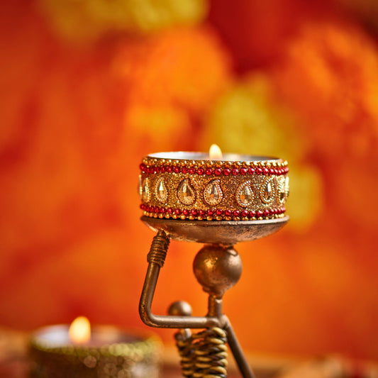 Decorative Tea Light Holders, Set of 6, Colourful Handmade Diya - Aksa Home Decor