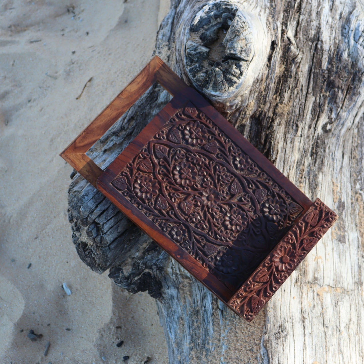 Floral Tablet Wooden Stand Holder, Countertop Meal Recipe Book Rest - Aksa Home Decor