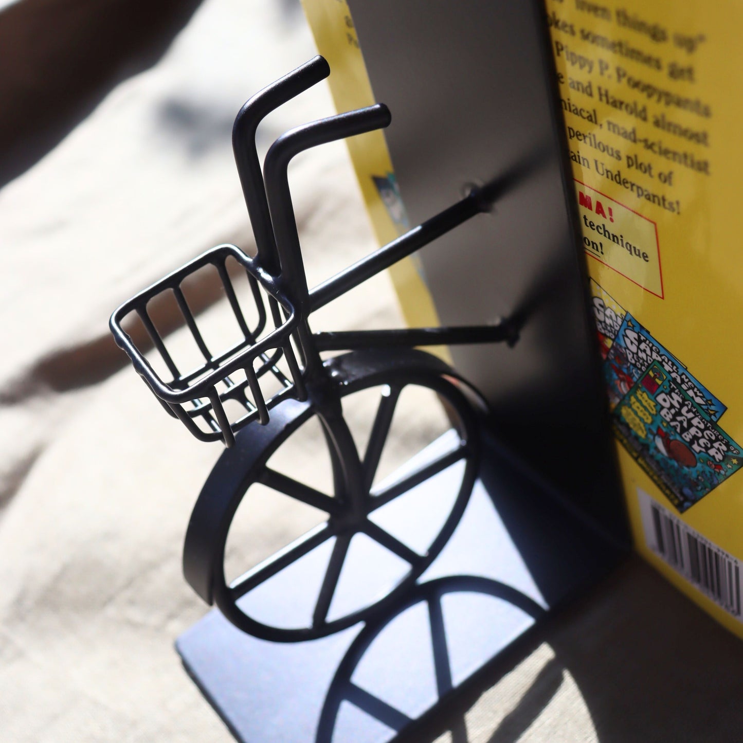 Handcrafted Black Bicycle Bookends - Industrial look, Anti-Skid, Gift for Book Lover - Aksa Home Decor