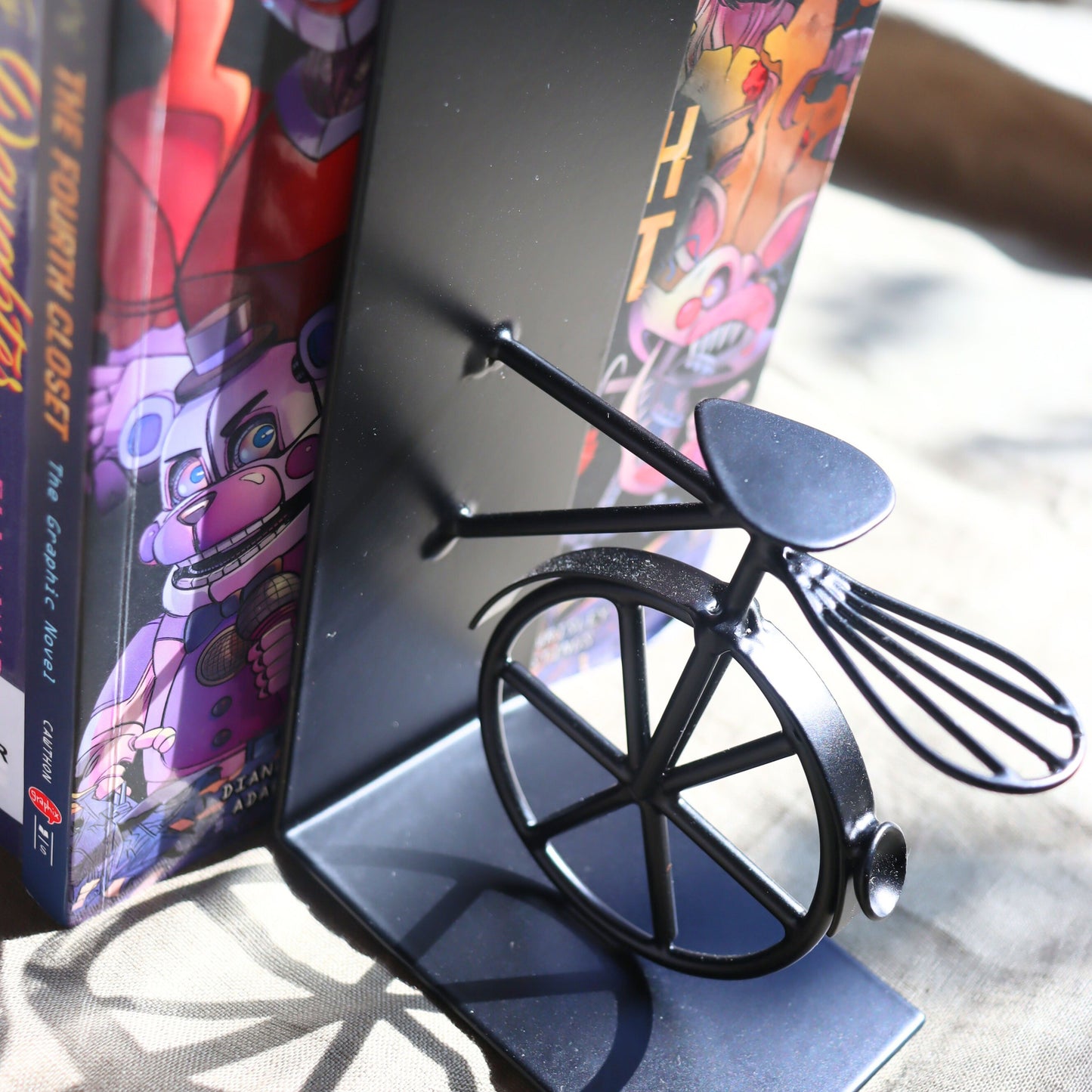 Handcrafted Black Bicycle Bookends - Industrial look, Anti-Skid, Gift for Book Lover - Aksa Home Decor