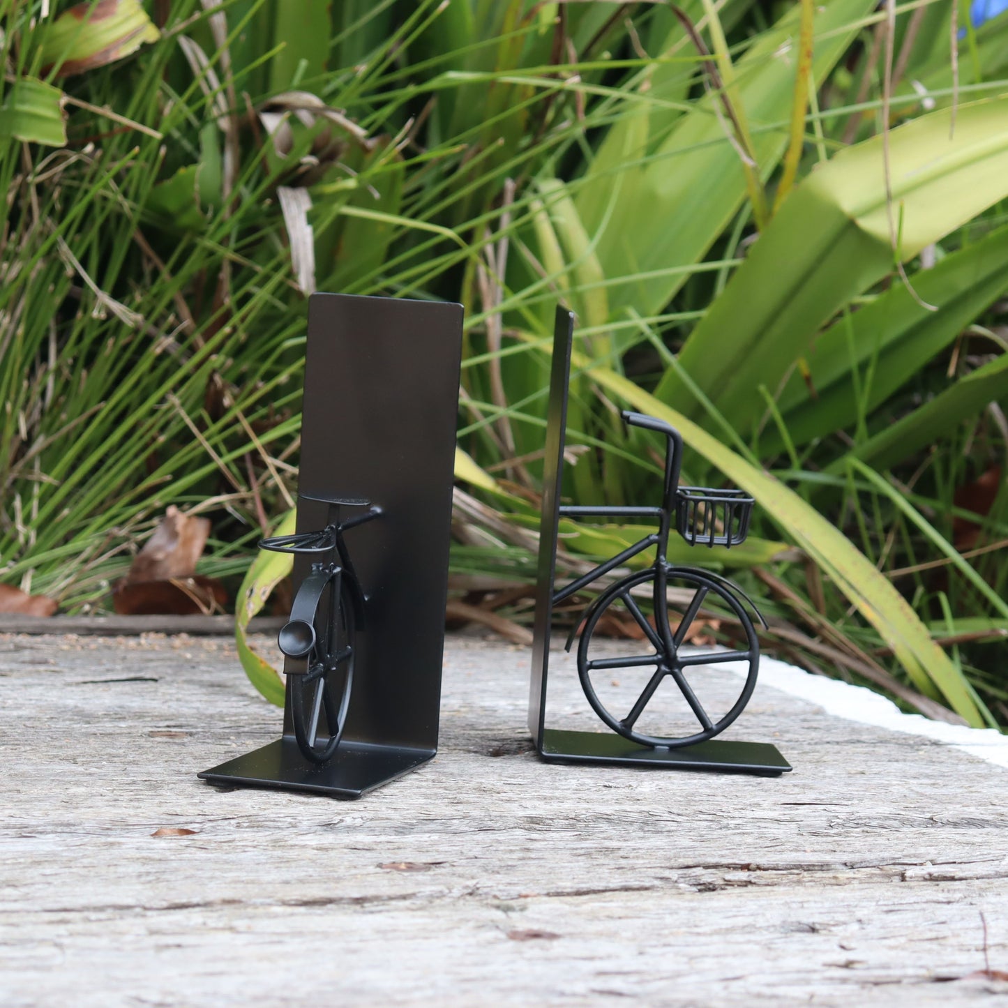 Handcrafted Black Bicycle Bookends, Industrial look Anti Skid, Gift for Book Lover - Aksa Home Decor