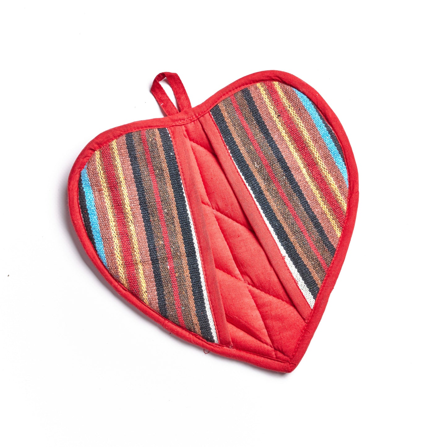Heart Pot Holder, Handwoven Cotton Oven Mitt, Kitchen Accessory - Aksa Home Decor