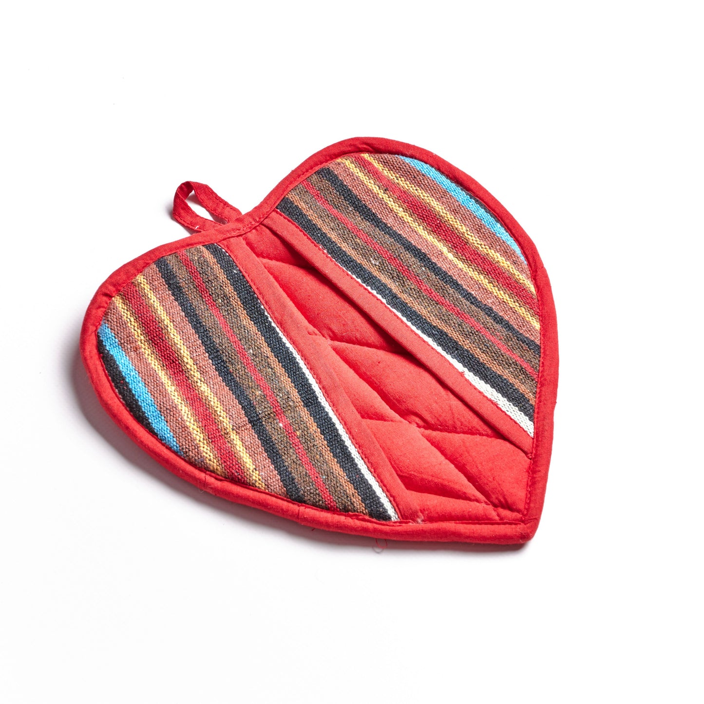 Heart Pot Holder, Handwoven Cotton Oven Mitt, Kitchen Accessory - Aksa Home Decor