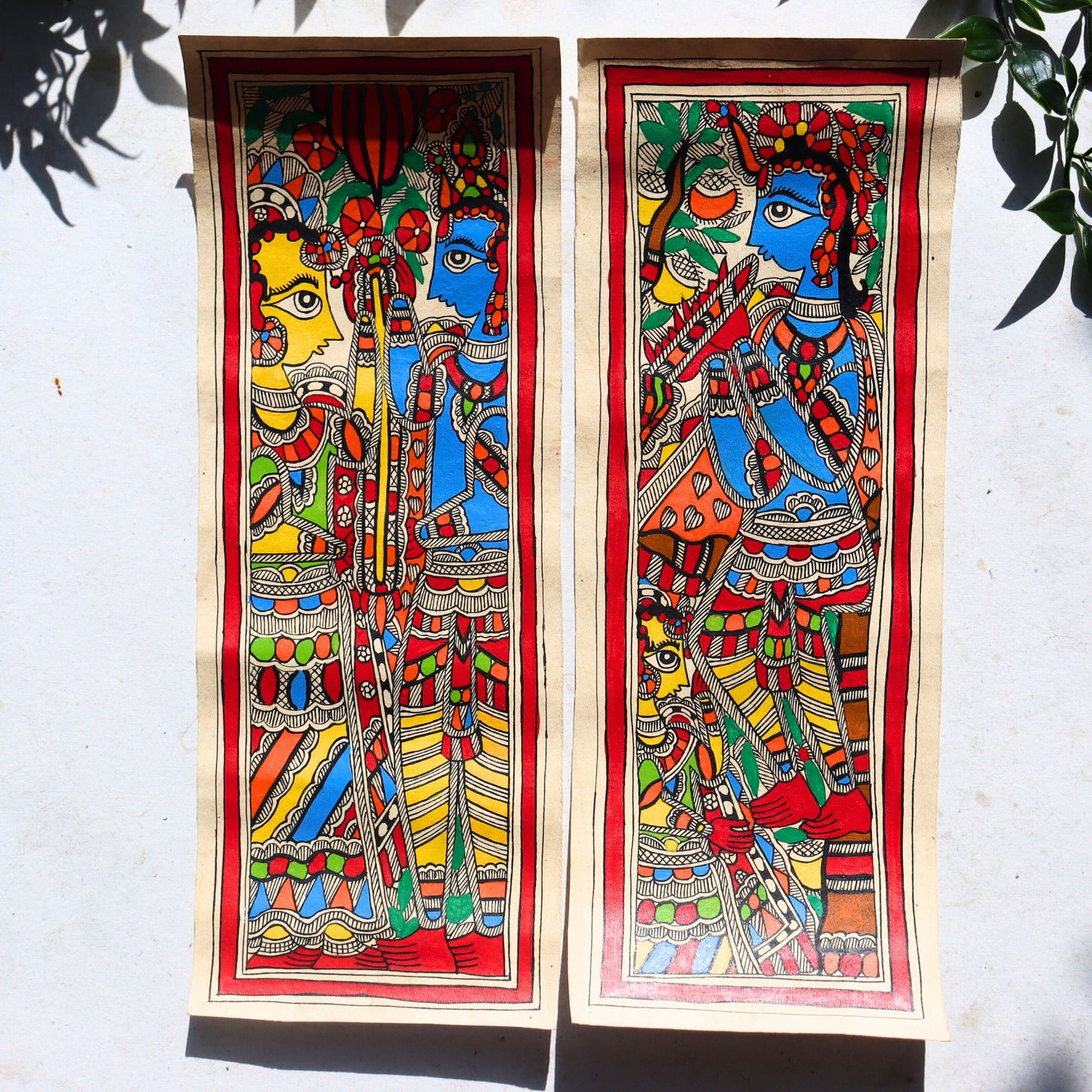 Indian Madhubani Painting - Krishna, Hand Sketch, Artwork, Assorted - Aksa Home Decor