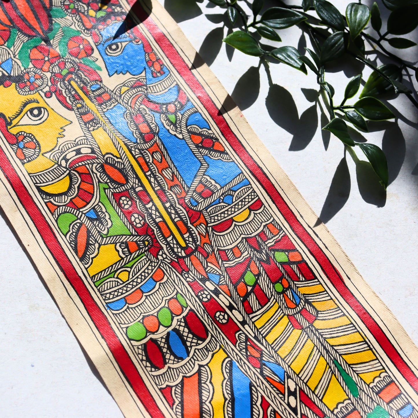 Indian Madhubani Painting - Krishna, Hand Sketch, Artwork, Assorted - Aksa Home Decor