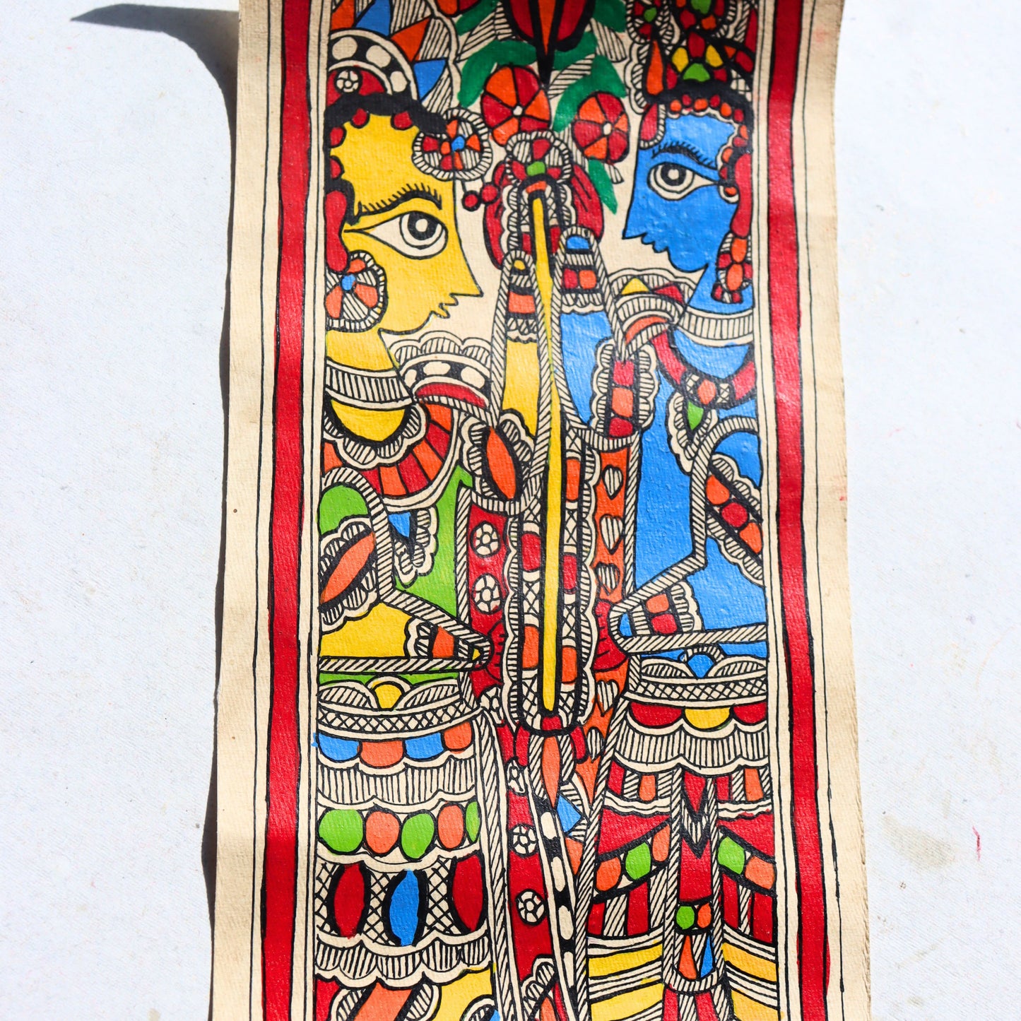 Indian Madhubani Painting - Krishna, Hand Sketch, Artwork, Assorted - Aksa Home Decor