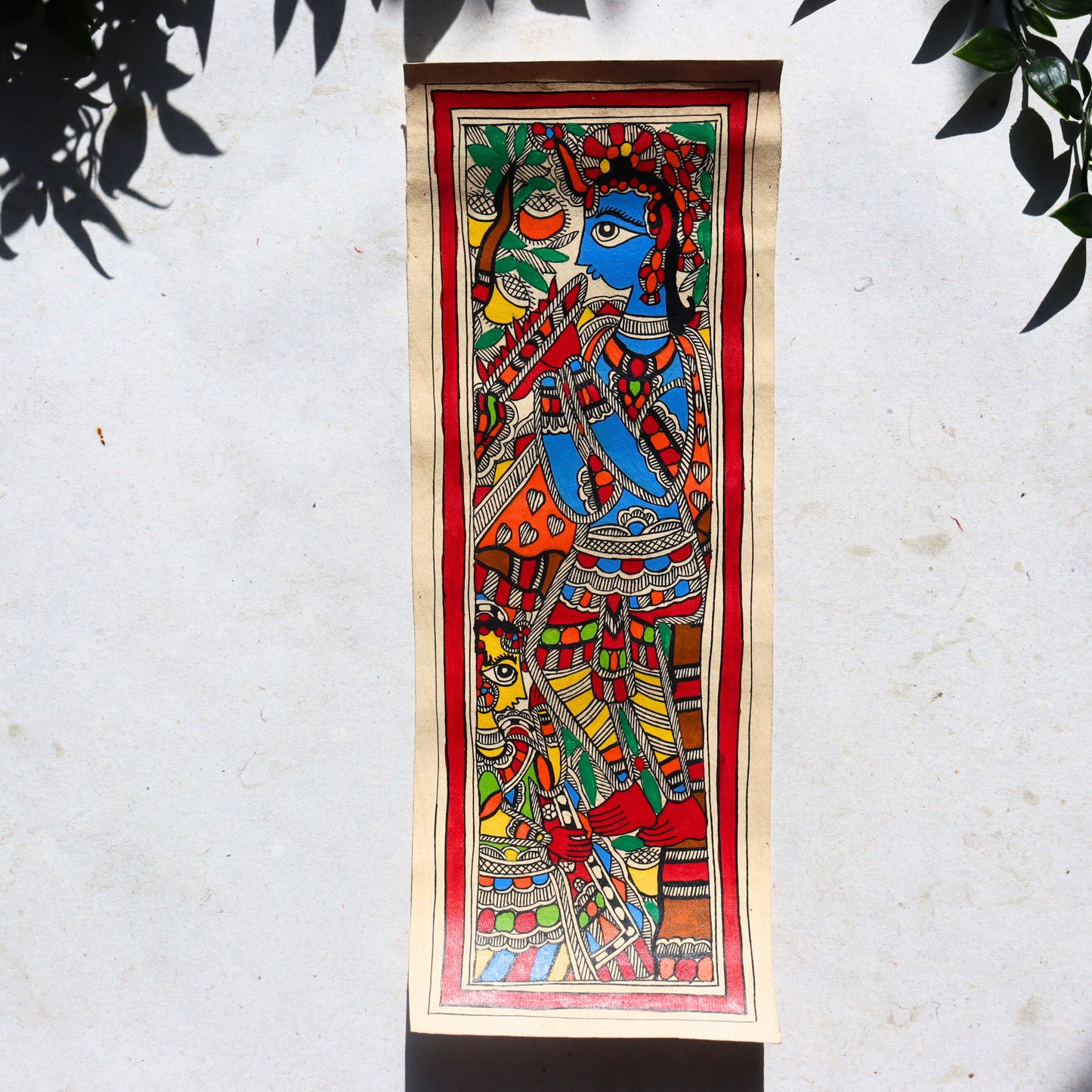 Indian Madhubani Painting - Krishna, Hand Sketch, Artwork, Assorted - Aksa Home Decor
