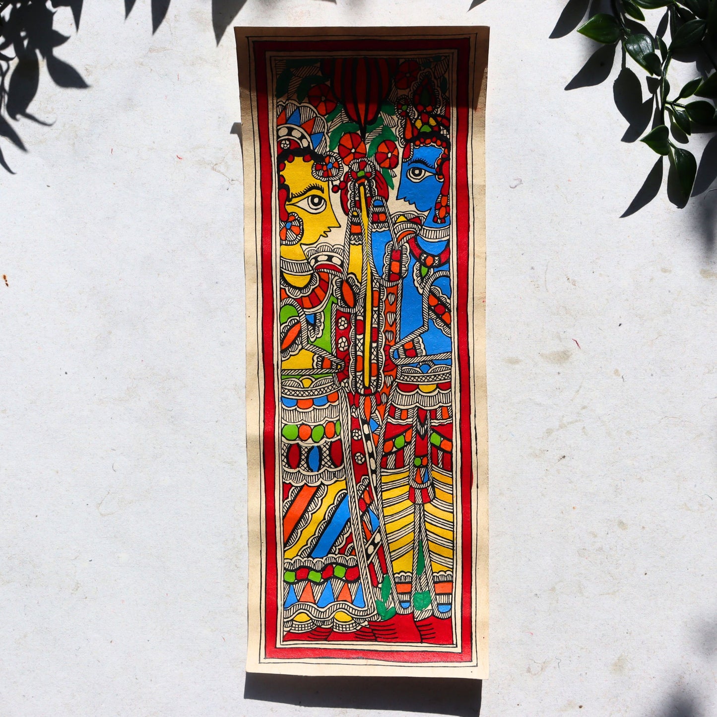 Indian Madhubani Painting - Krishna, Hand Sketch, Artwork, Assorted - Aksa Home Decor