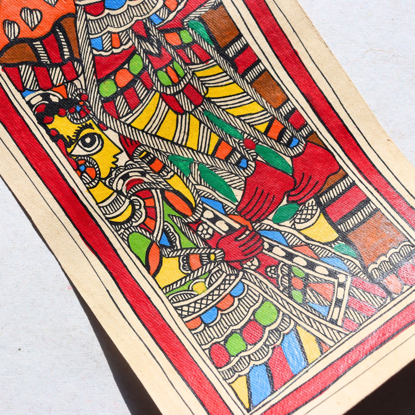Indian Madhubani Painting - Krishna, Hand Sketch, Artwork, Assorted - Aksa Home Decor