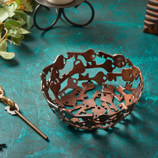 Recycled Key Deco Bowl, Catch All Basket, Keepsake Dish Entryway Storage - Aksa Home Decor
