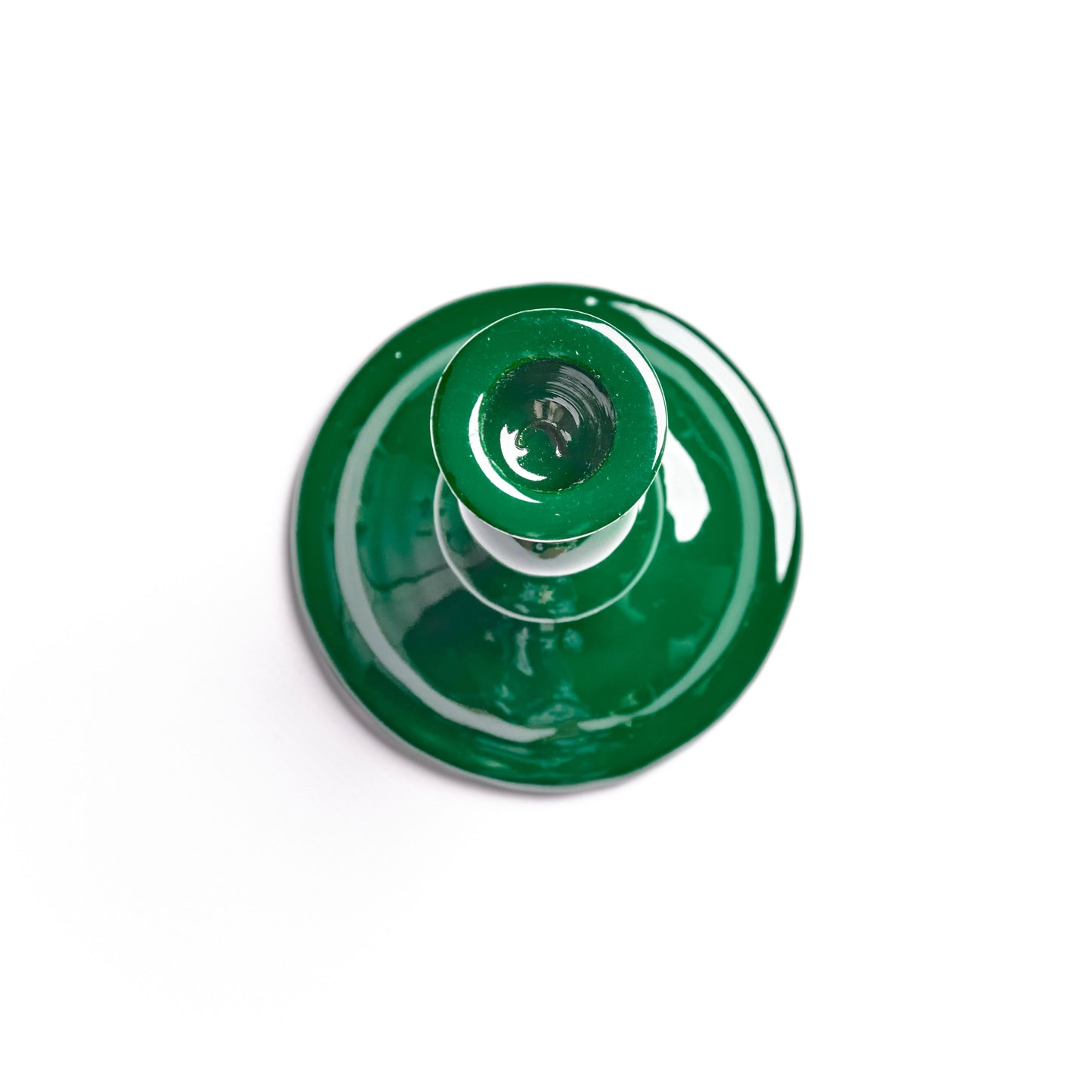 Metal Candle Holder for Tapers - Dark Green Candlestick with Ceramic finish - Aksa Home Decor