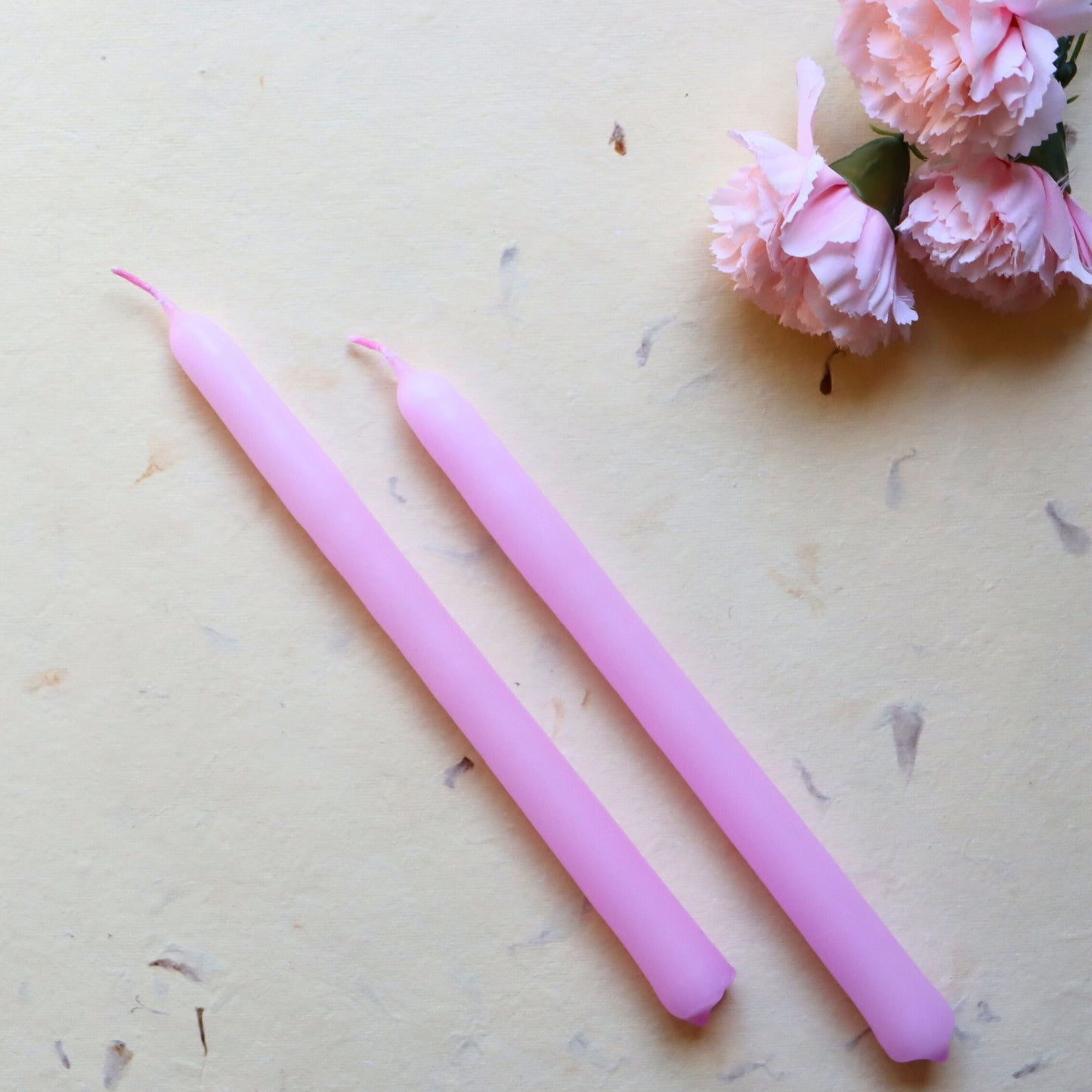 Soft Pink Taper Candle, UnScented 9 Hour Burn 24 cm Tall - Aksa Home Decor