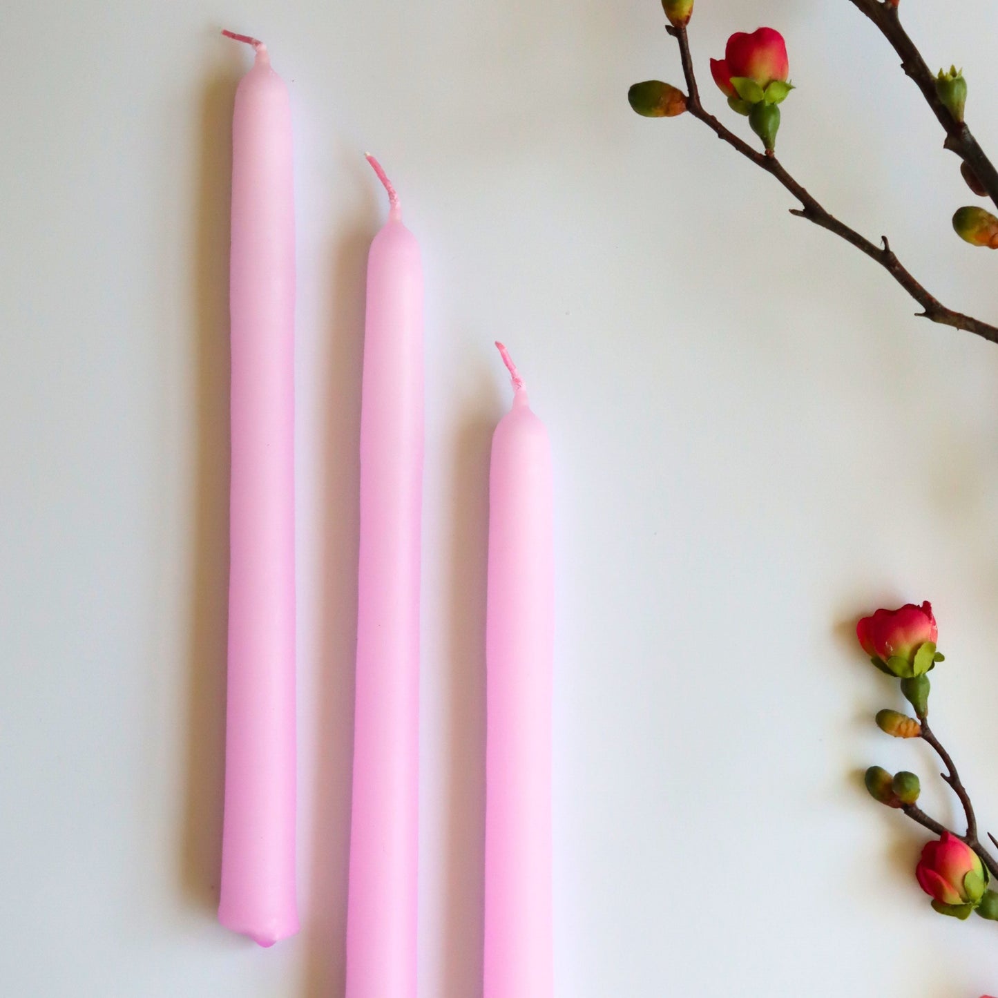 Soft Pink Taper Candle, UnScented 9 Hour Burn 24 cm Tall - Aksa Home Decor