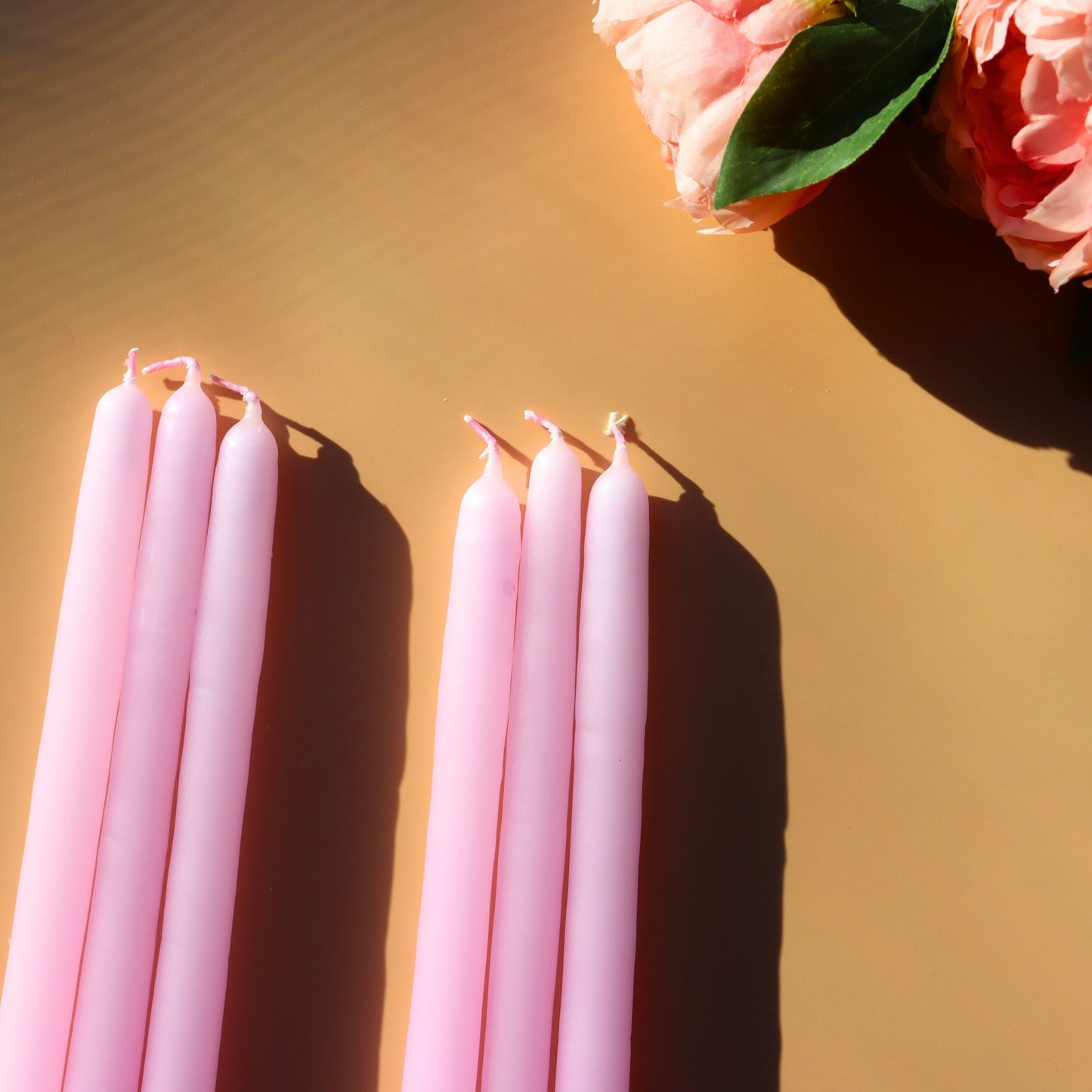 Soft Pink Taper Candle, UnScented 9 Hour Burn 24 cm Tall - Aksa Home Decor