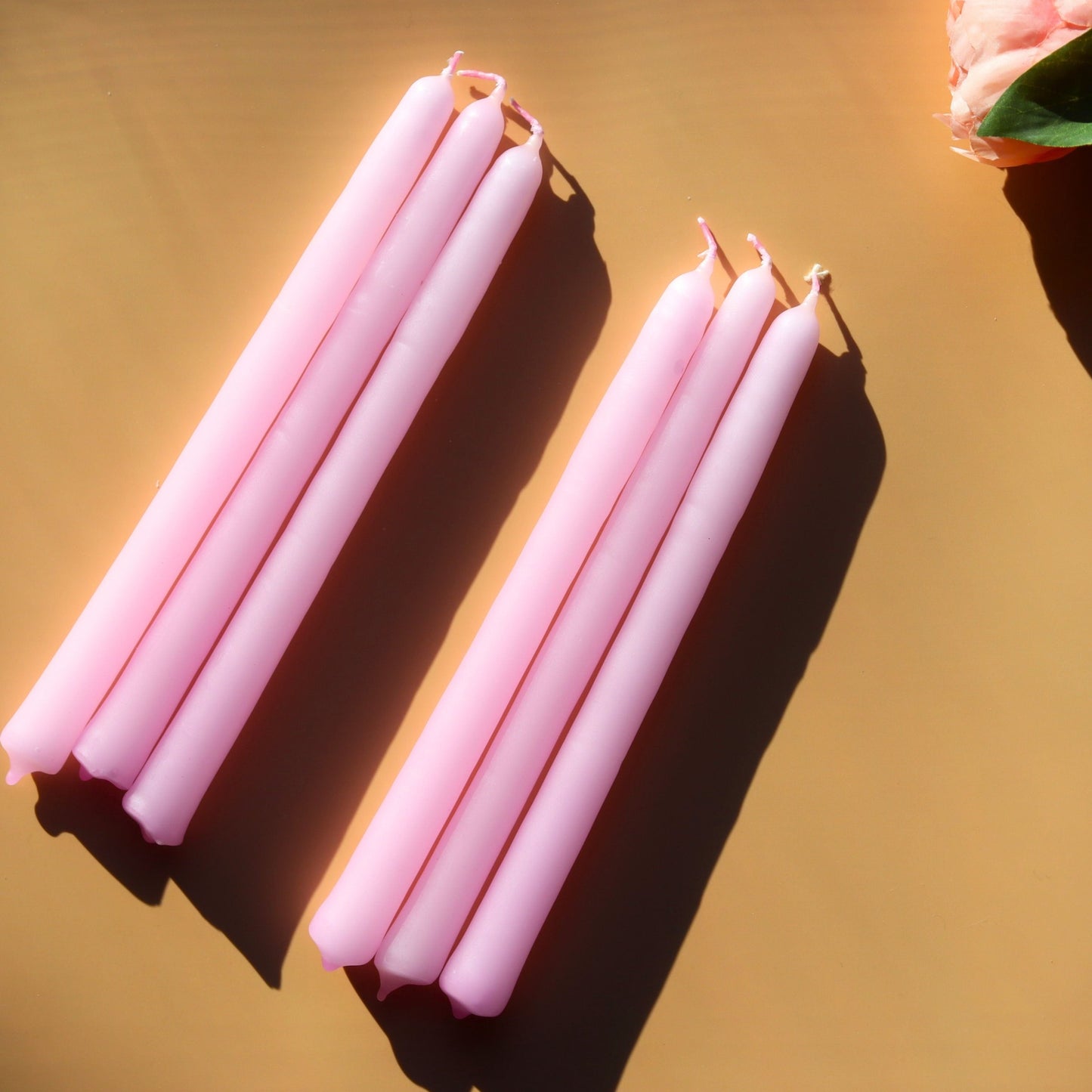 Soft Pink Taper Candle, UnScented 9 Hour Burn 24 cm Tall - Aksa Home Decor