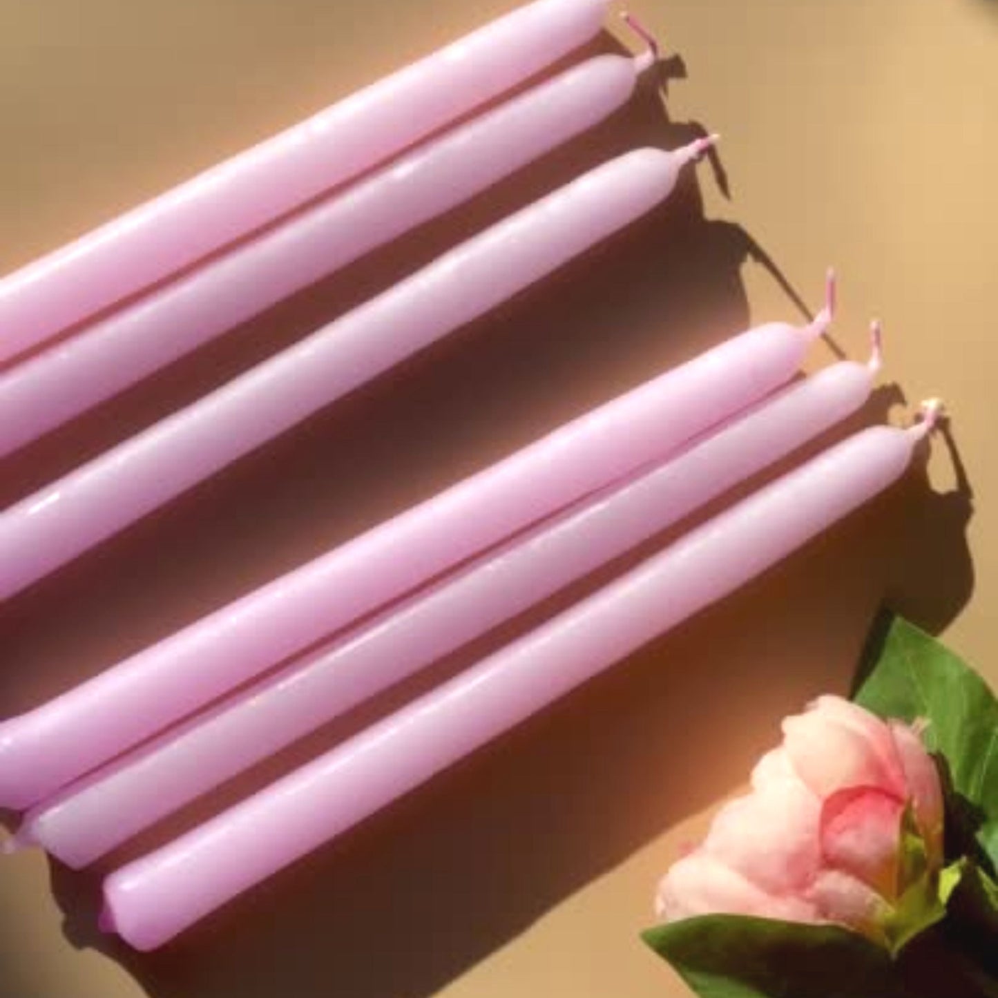 Soft Pink Taper Candle, UnScented 9 Hour Burn 24 cm Tall - Aksa Home Decor
