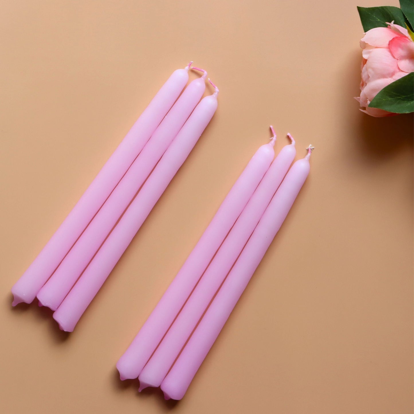 Soft Pink Taper Candle, UnScented 9 Hour Burn 24 cm Tall - Aksa Home Decor