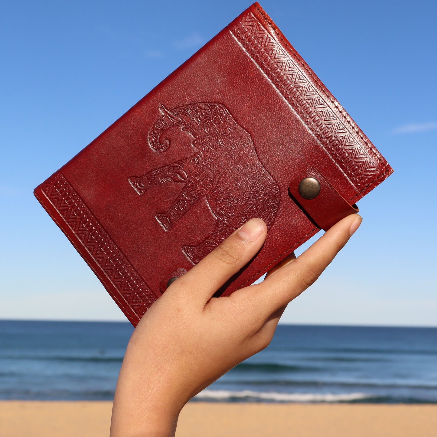 Sustainable Leather Journal Elephant Diary, Tree free paper 96 Pages - Aksa Home Decor