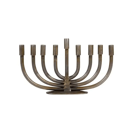 Wrought Iron Menorah Hanukkah Candle Holder - Handcrafted - Aksa Home Decor