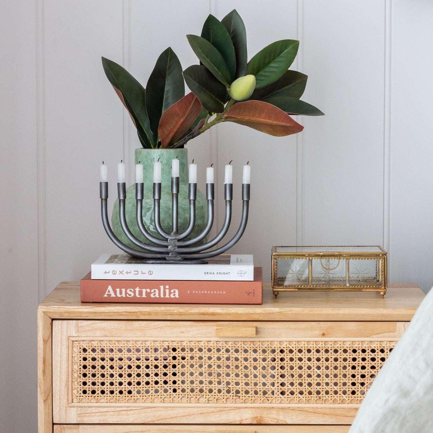 Wrought Iron Menorah Hanukkah Candle Holder - Handcrafted - Aksa Home Decor