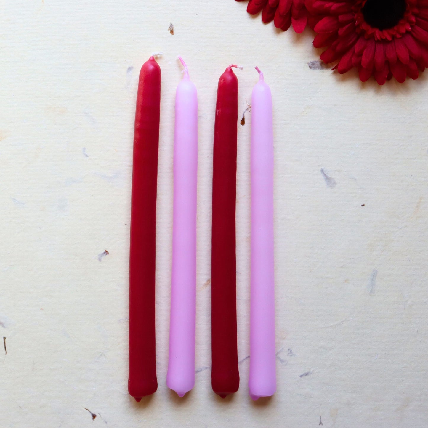 Red Taper Candle, UnScented 9 Hour Burn 24 cm Tall - Aksa Home Decor