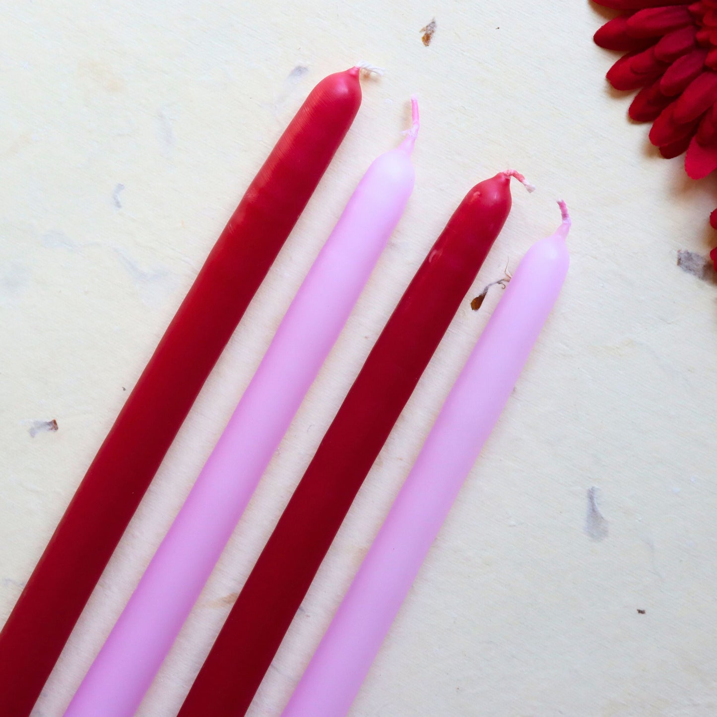 Red Taper Candle, UnScented 9 Hour Burn 24 cm Tall - Aksa Home Decor