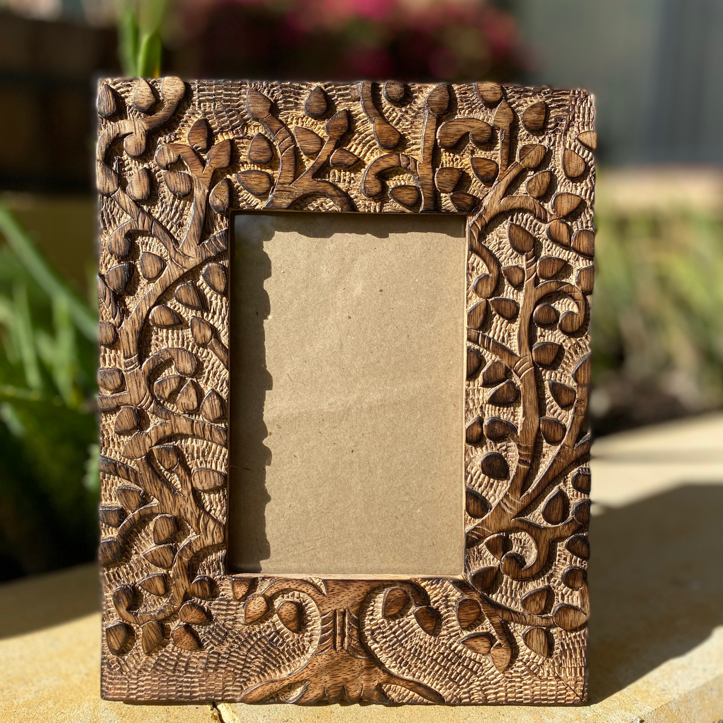 Tree of Life Wood Boho Photo Frame - 6" x 4" Picture, Portrait, Desk Display - Aksa