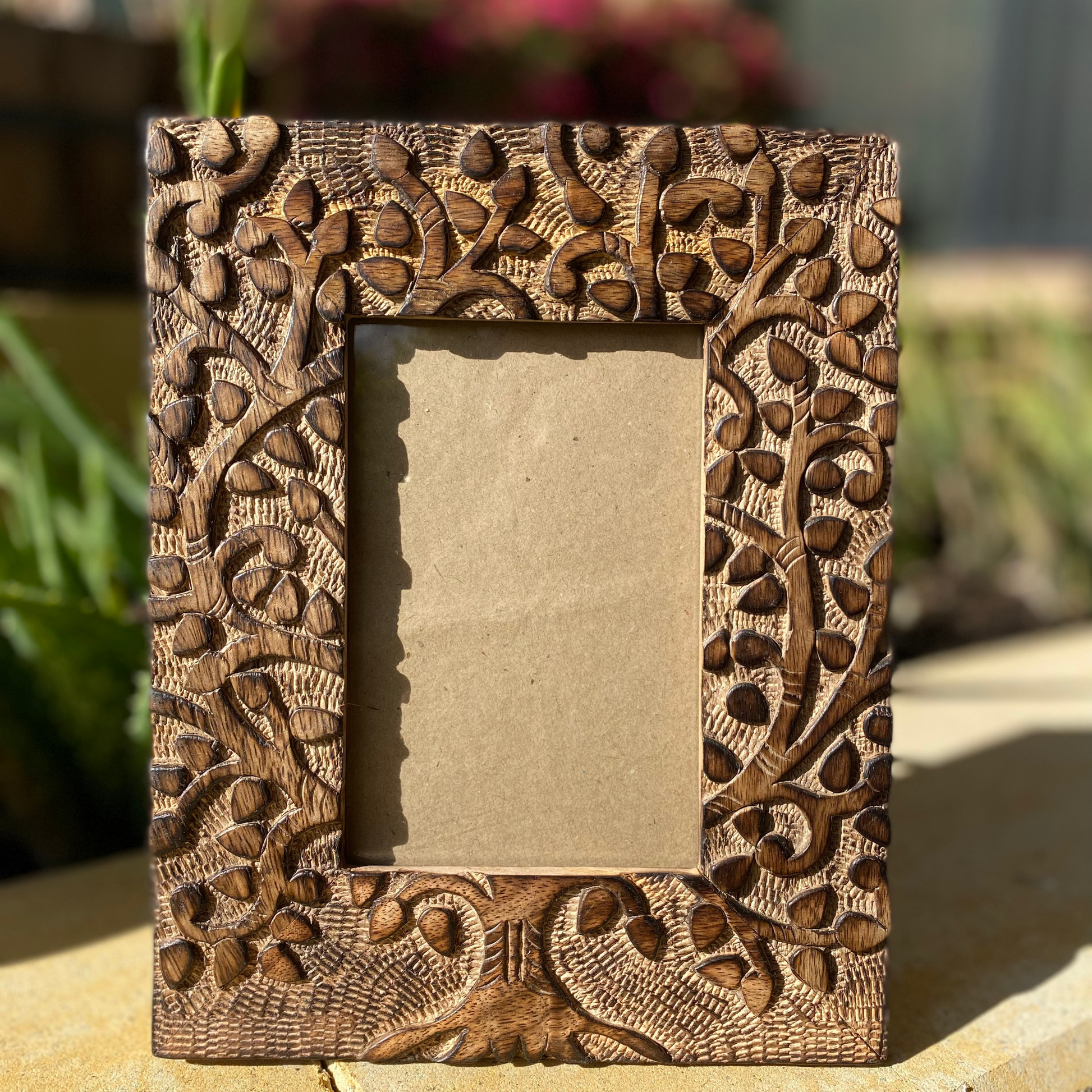Tree of Life Wood Boho Photo Frame - 6" x 4" Picture, Portrait, Desk Display - Aksa
