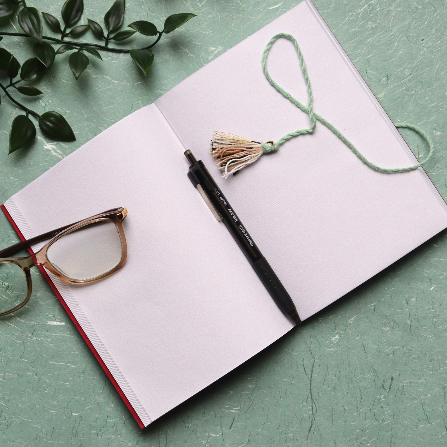 96 Pages Cotton Paper Journal - Handmade Plain Diary, Red Royal Garden - Aksa Home Decor