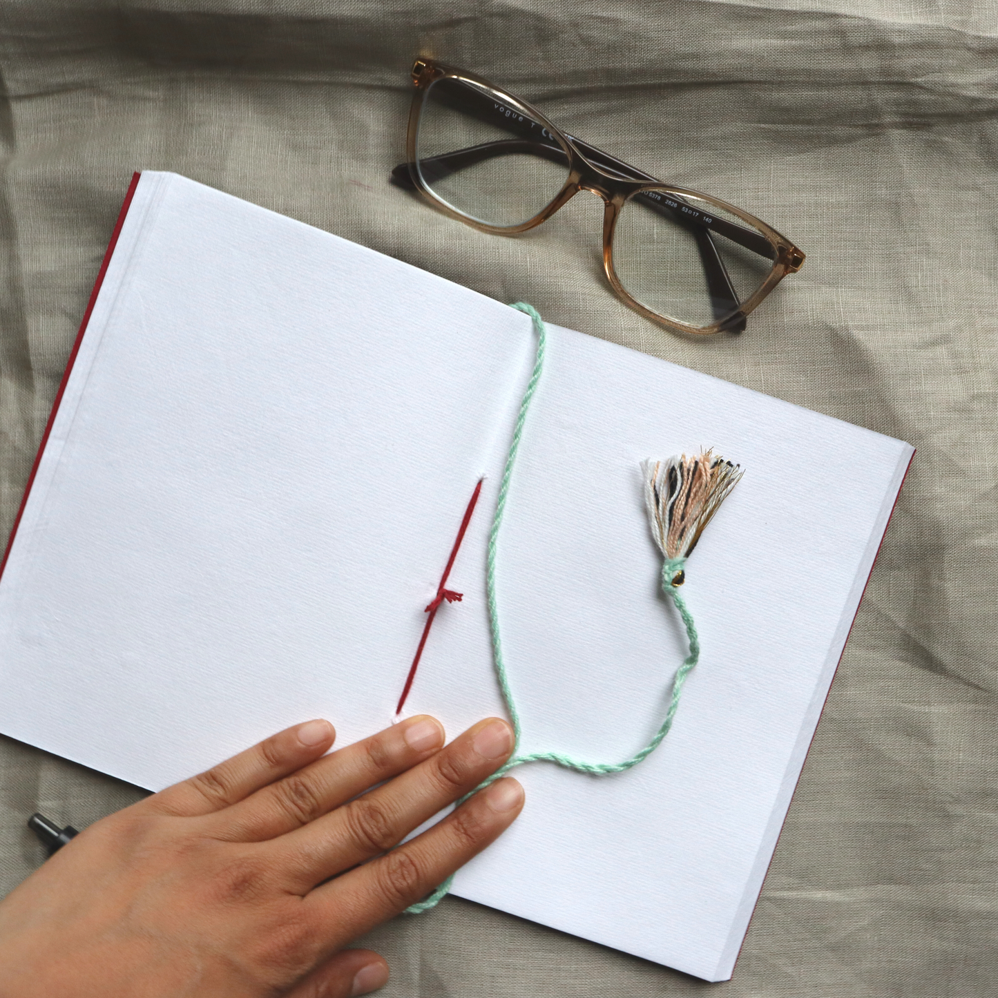 96 Pages Cotton Paper Journal - Handmade Plain Diary, Red Royal Garden - Aksa Home Decor