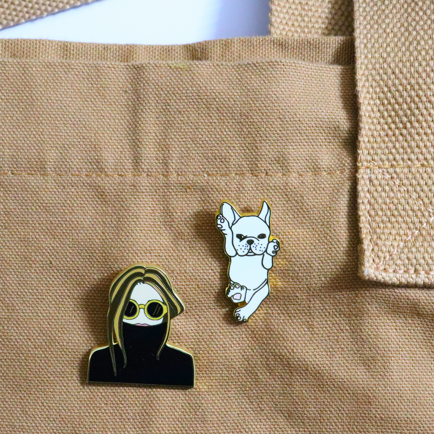 Black High-Knit Girl Enamel Brooch Pin - Everyday Badge for Backpack or Dress