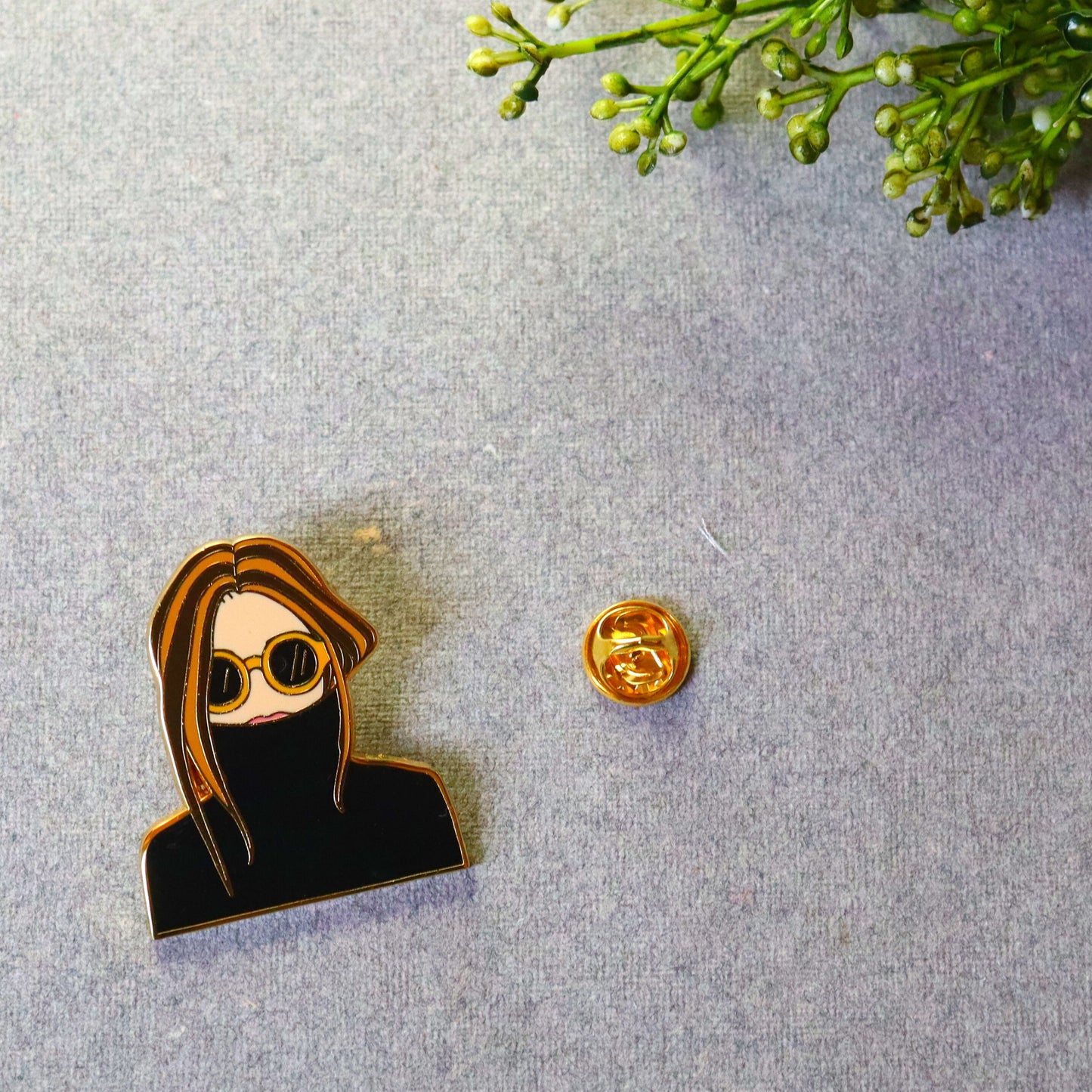Black High-Knit Girl Enamel Brooch Pin - Everyday Badge for Backpack or Dress - Aksa Home Decor