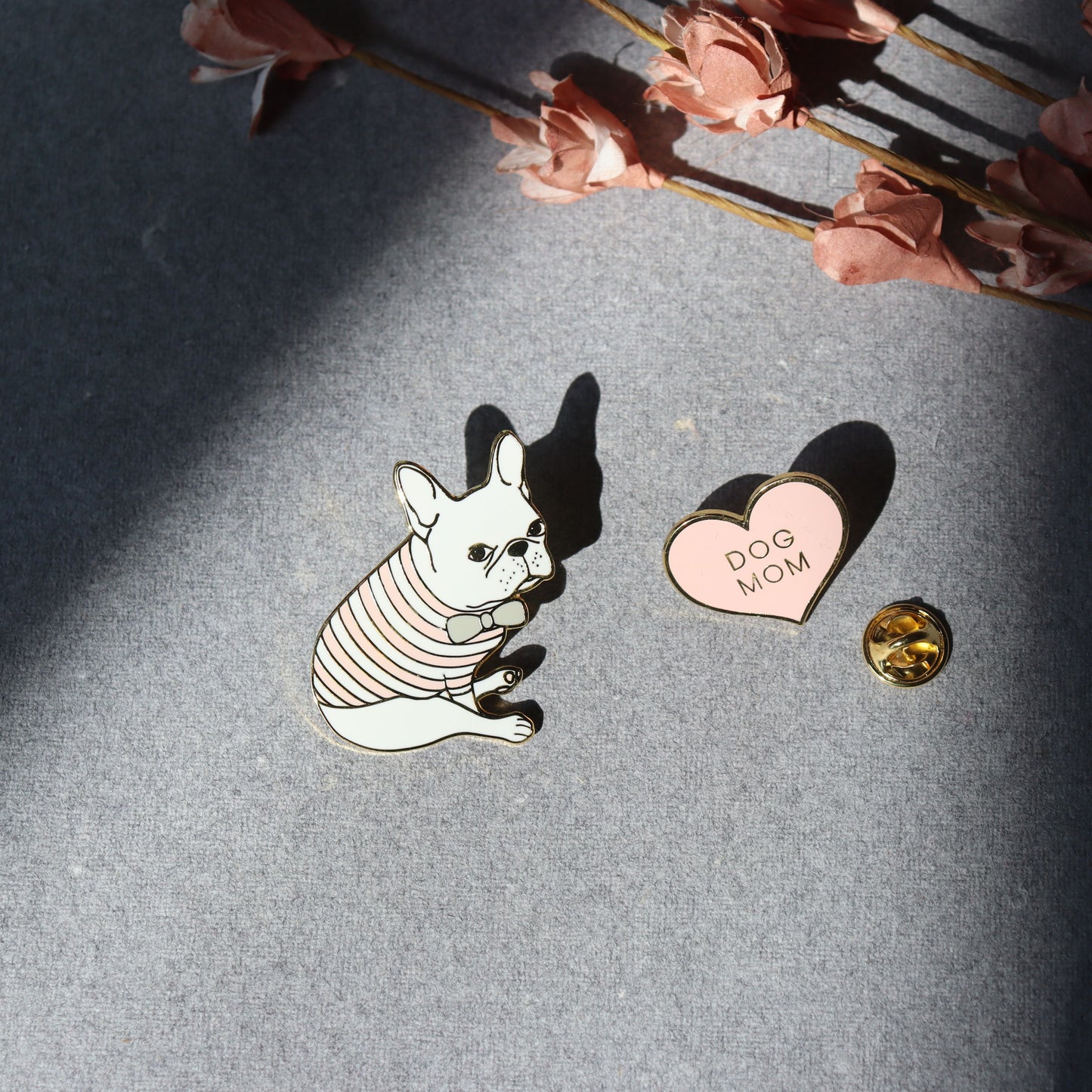 Dog Mom Pink Heart Enamel Brooch - Pet Parent Jewelry, Lapel, Pin Badge - Aksa Home Decor