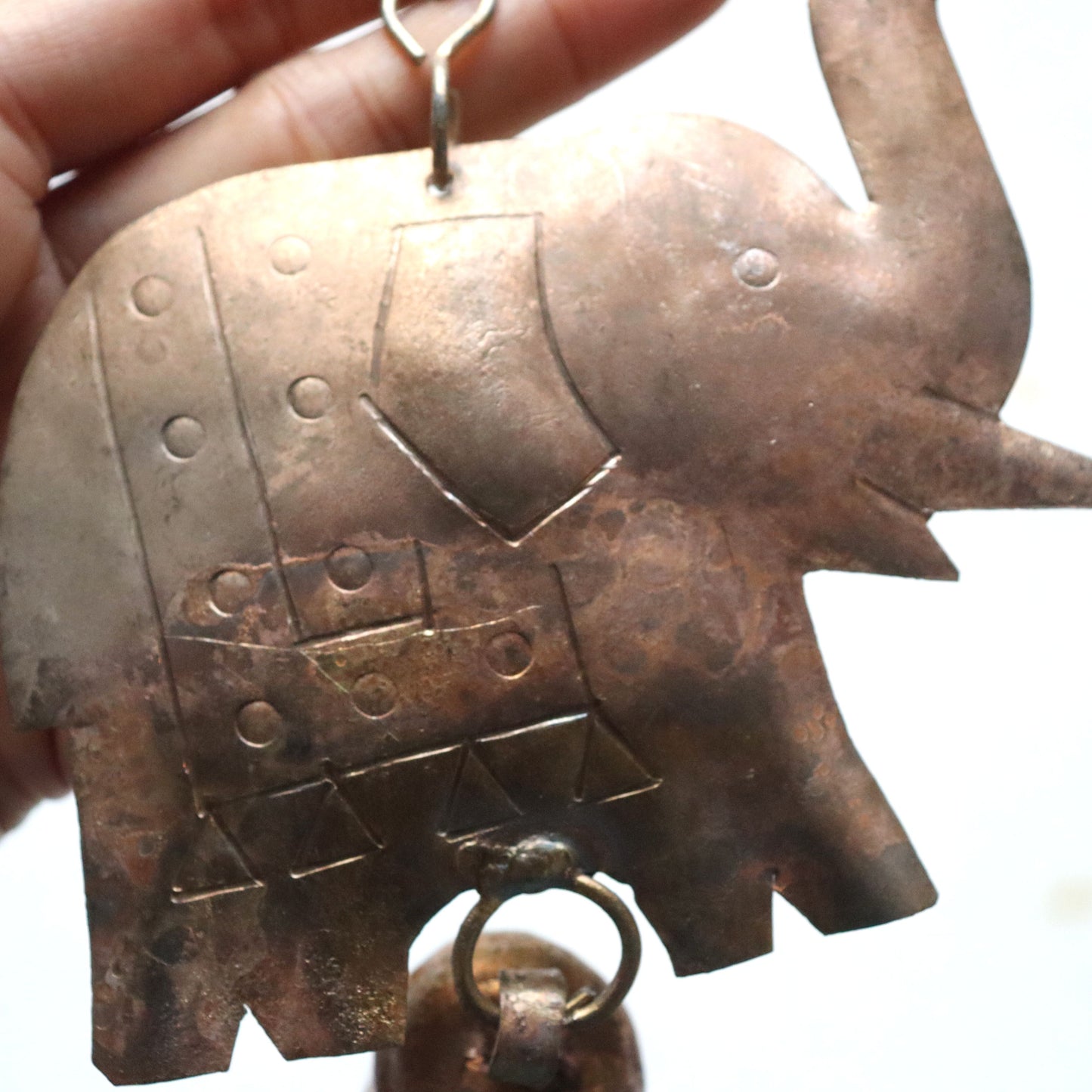 Elephant Decorative Chime with Bell - Rustic, Ethical, Hand-tuned, Recycled Metal - Aksa Home Decor