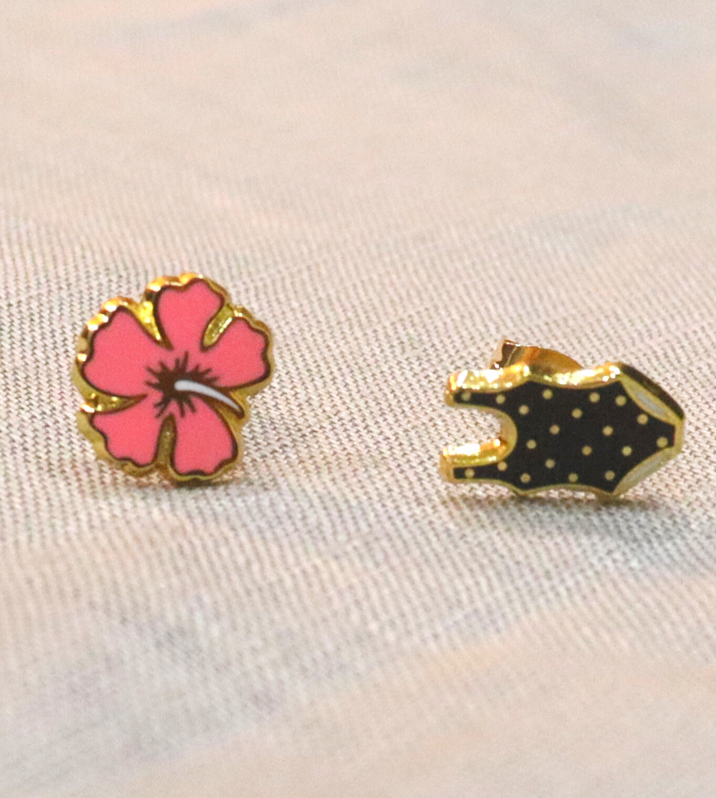 Flower & Swimsuit Stud Earrings -Dainty - Minimalist - Everyday Casual - Aksa Home Decor