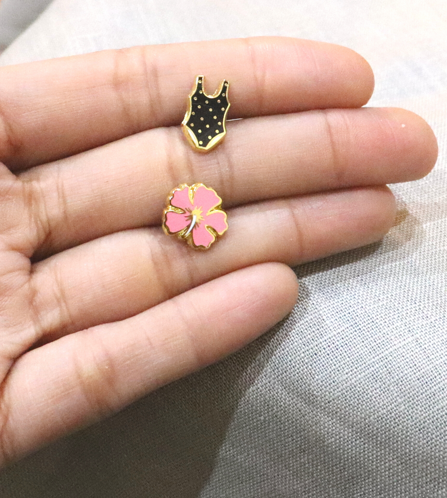 Flower & Swimsuit Stud Earrings -Dainty - Minimalist - Everyday Casual - Aksa Home Decor