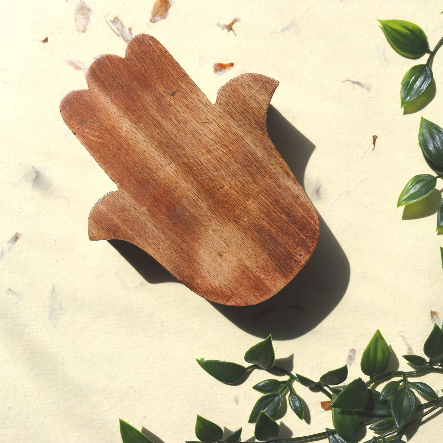 Hamsa Wood Jewellery Storage Box - Trinket Case, Whitewashed - Aksa Home Decor