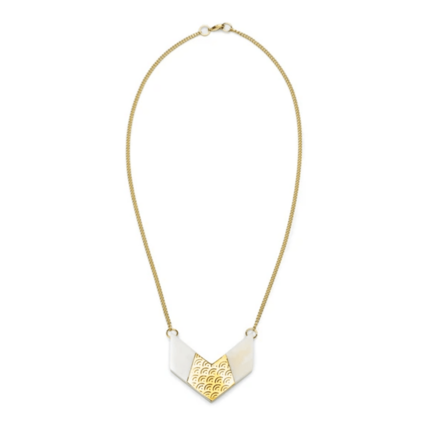 Hansa Brass Scallop Pendant Boho Necklace - 27 cm, Handmade - Aksa Home Decor