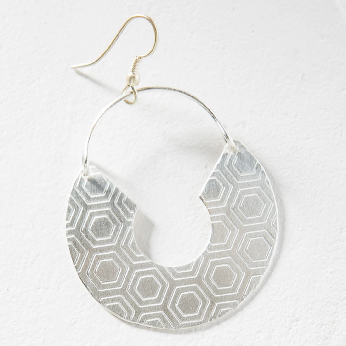 Honeycomb Brass Earrings - Handcrafted, Silver Finish, Madhukosh Style - Aksa Home Decor