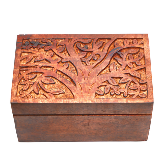 Medium Tree of Life Wood Jewellery Box - Rectangle Keepsake - Aksa