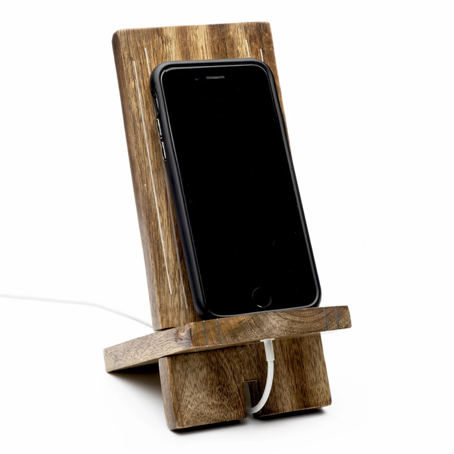 Moon Phase Phone Stand - Wood Charging Station, Collapsible Desk Dock - Aksa Home Decor