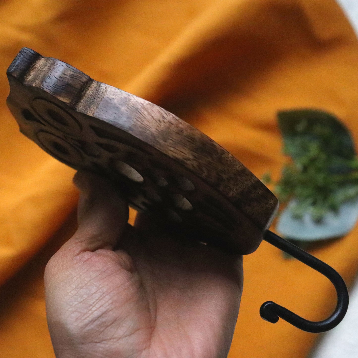 Hand Carved Owl Wall Hanger - Decorative Coat Hook - Sustainable Wood - Aksa Home Decor