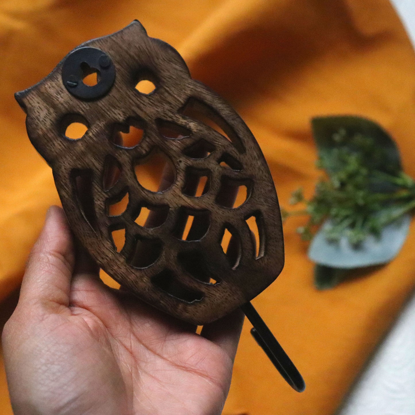 Hand Carved Owl Wall Hanger - Decorative Coat Hook - Sustainable Wood - Aksa Home Decor