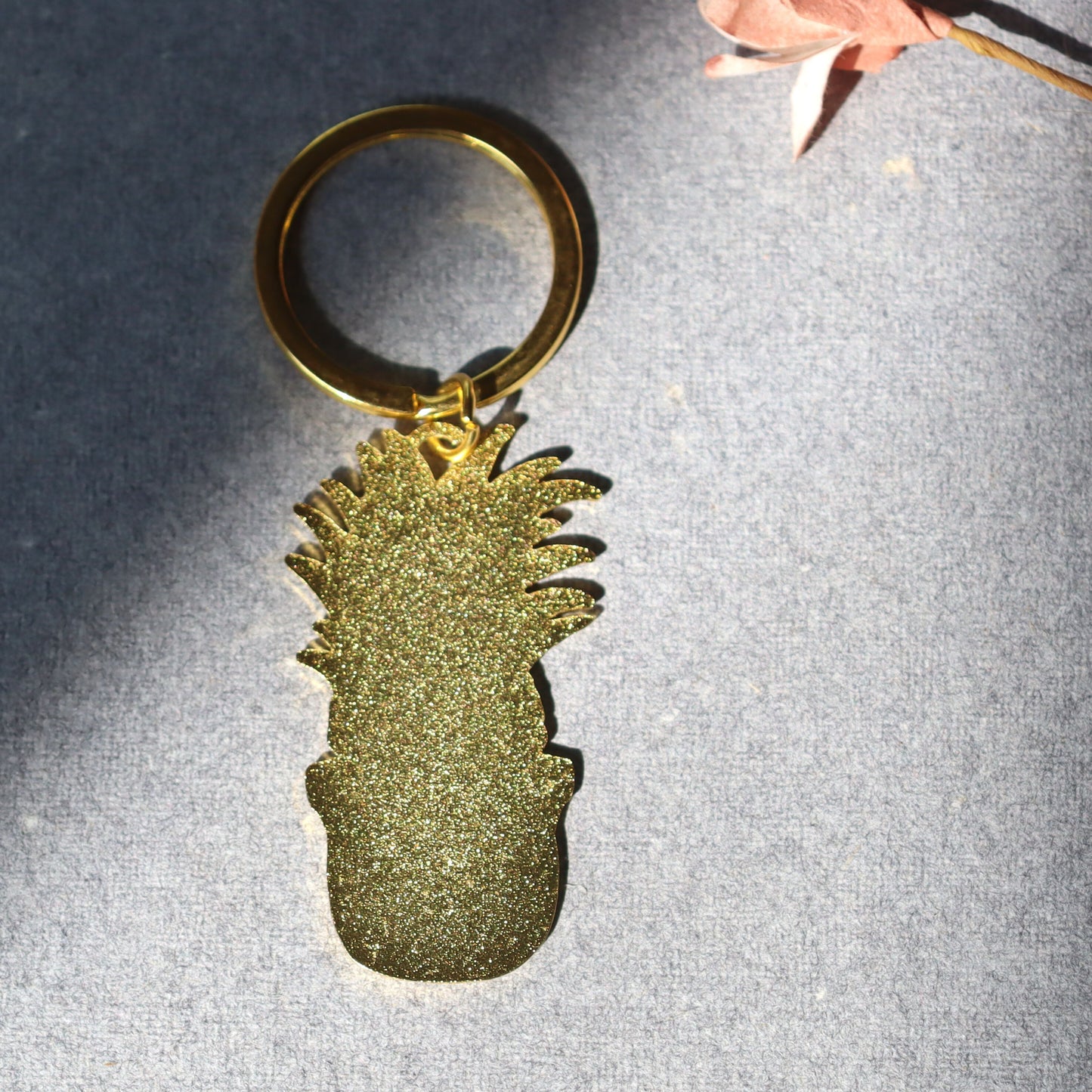 Pineapple Keychain - Enamel Keyring, Tropical Sunshine Fruit with Love Sunglasses - Aksa Home Decor